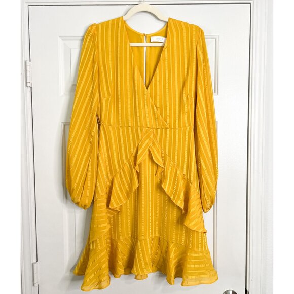 Astr Dresses & Skirts - ASTR Gold Ruffle Tie Front Dress